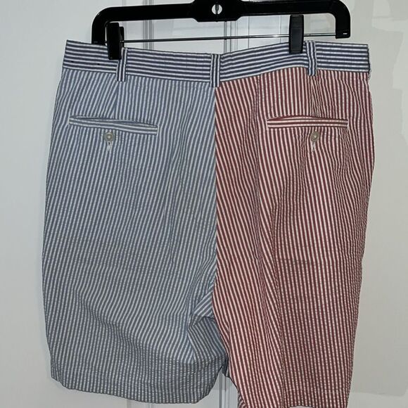 Brooks Brothers blue green red stripe seersucker Golf Walking flat front Shorts - Picture 3 of 5